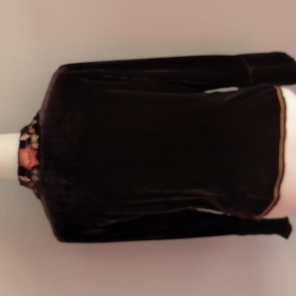 J. Jill Brown Velvet Floral Embroidered Top - Johnny Was Style - Picture 6 of 8